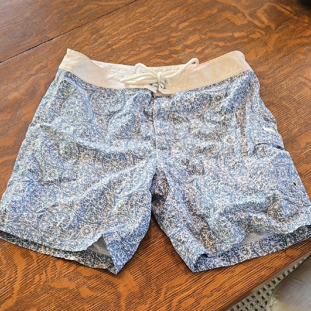 J Crew Men's Blue Patterned Swim Shorts